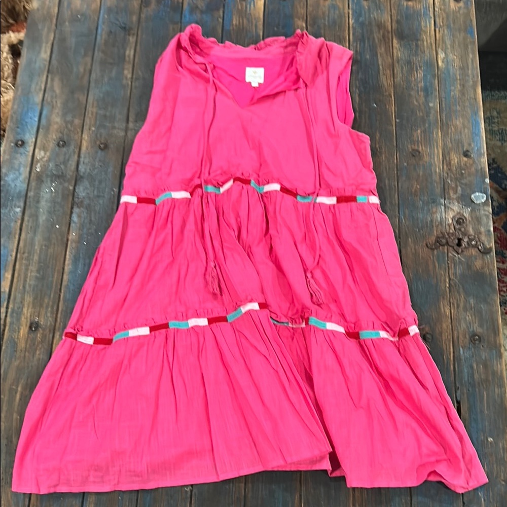 J. Marie hot pink sleeveless dress with tassels women’s size large